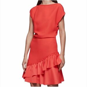 Reiss Vermillion Dress Cecilia Sleeve Detail Dress